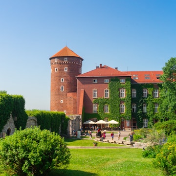 Sandomierz Tower of the Wawel Castle in Krakow. View from the courtyard of the castle